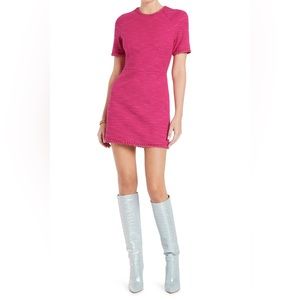 new Rebecca Vallance boucle tweed braided Anita dress in bright pink